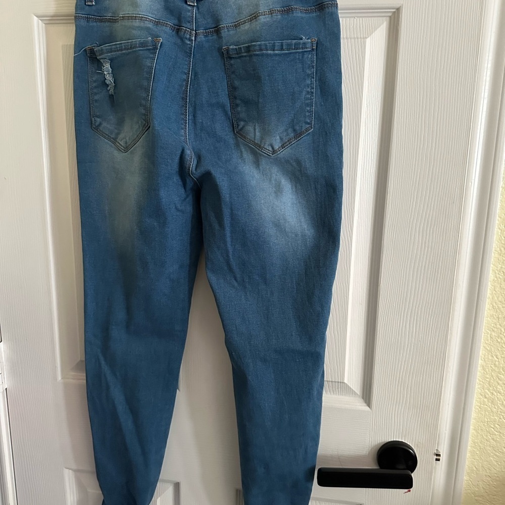 Bamboo Jeans Juniors 17 32x25 Skinny High Waist Distressed Stretch - Picture 5 of 5
